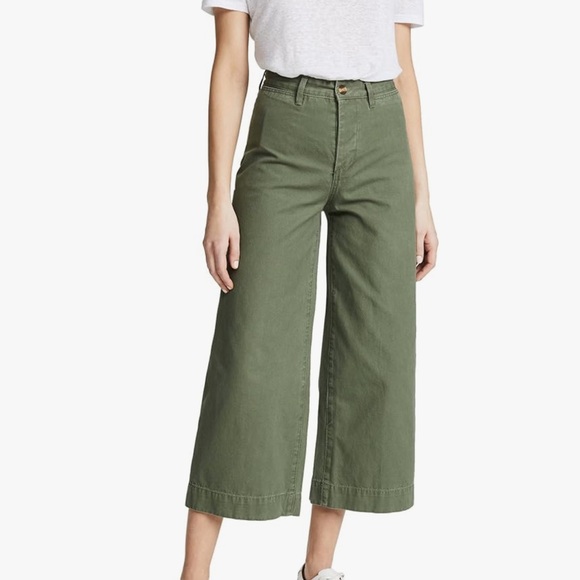 Anthropologie Denim - EVIDNT Los Angeles Army Green Wide Leg Cropped Jeans size 27
